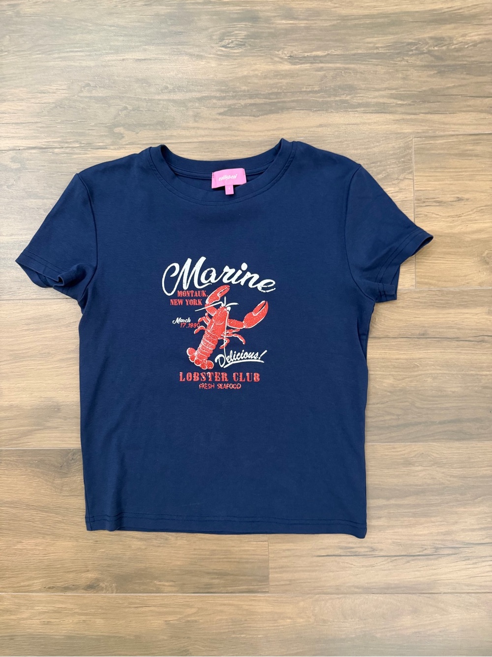 Edikted Navy Short-Sleeve 'Marine Lobster Club' Graphic Tee